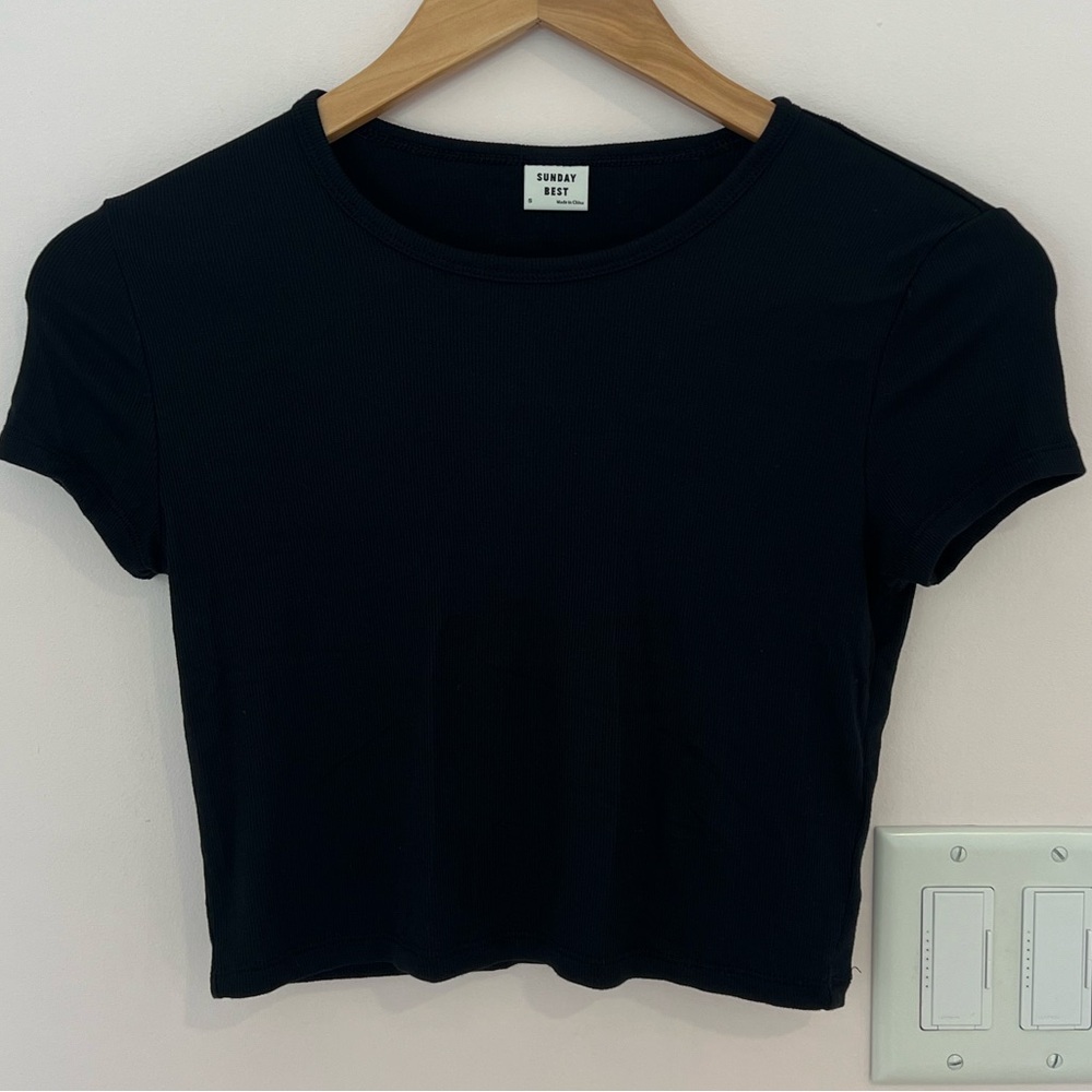 WORN ONCE Aritzia Cropped Ribbed Tee